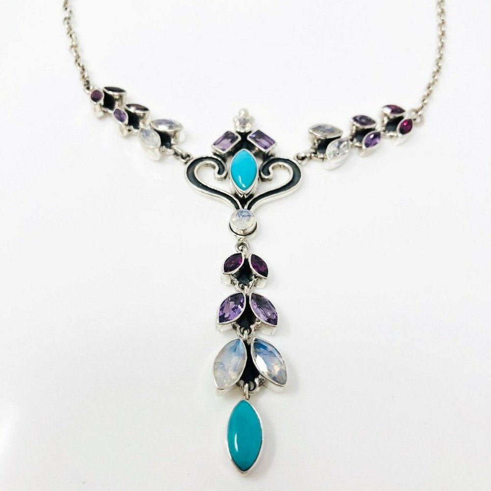 🌟NICKY BUTLER Turquoise Moonstone 8.4CT Sterling Silver Necklace Brand NEW - Picture 13 of 16